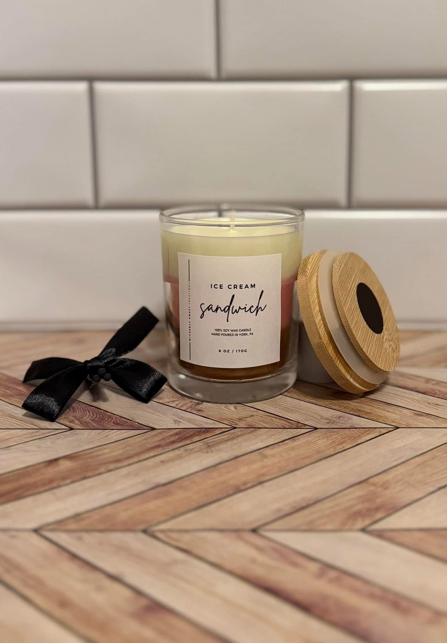 Ice Cream Sandwich Neapolitan Candle
